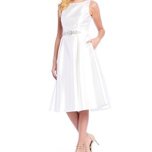 Adrianna papell white fit and flare dress